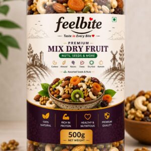 feelbite premium mix dry fruit – nuts, seeds & more (500g)